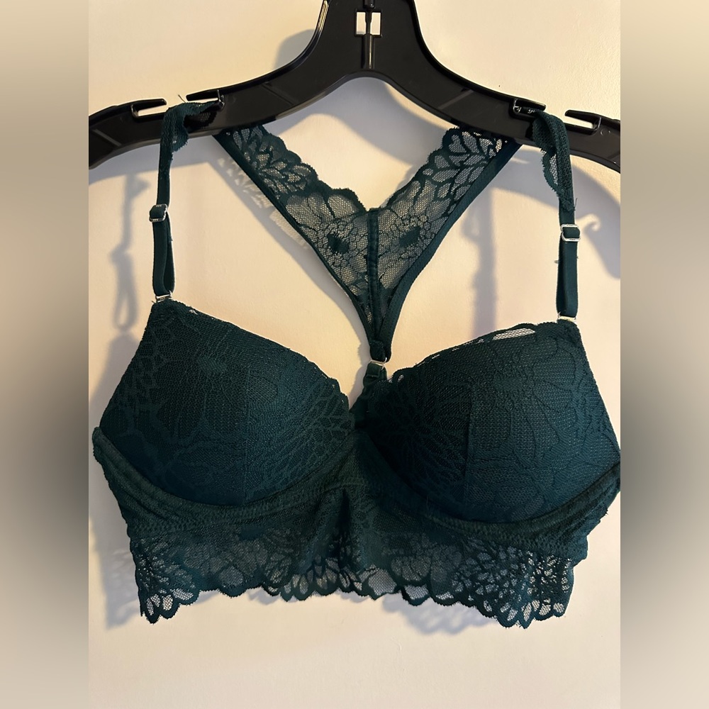 Victoria’s Secret PINK Lace Green Push-Up Padded Racerback Bralette